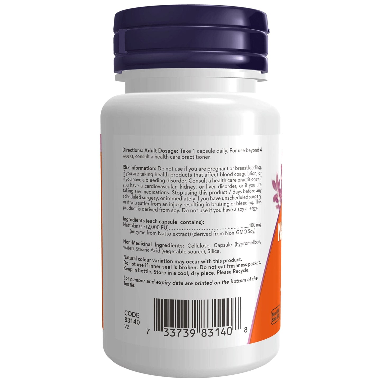 NOW Nattokinase 100mg 2000FU, 60 Vegetable Capsules