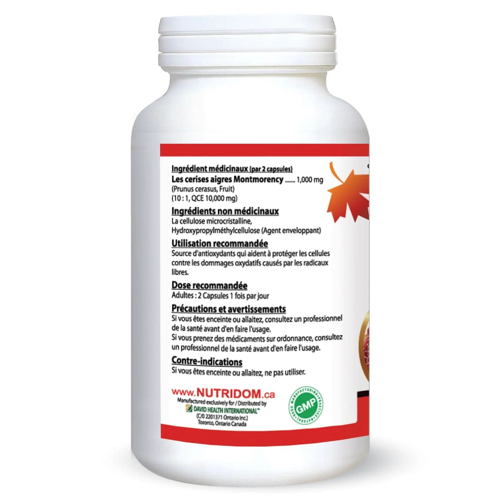 120 Vegetable Capsules | Nutridom Tart Cherry  10x Concentrated Tart Cherry Extract