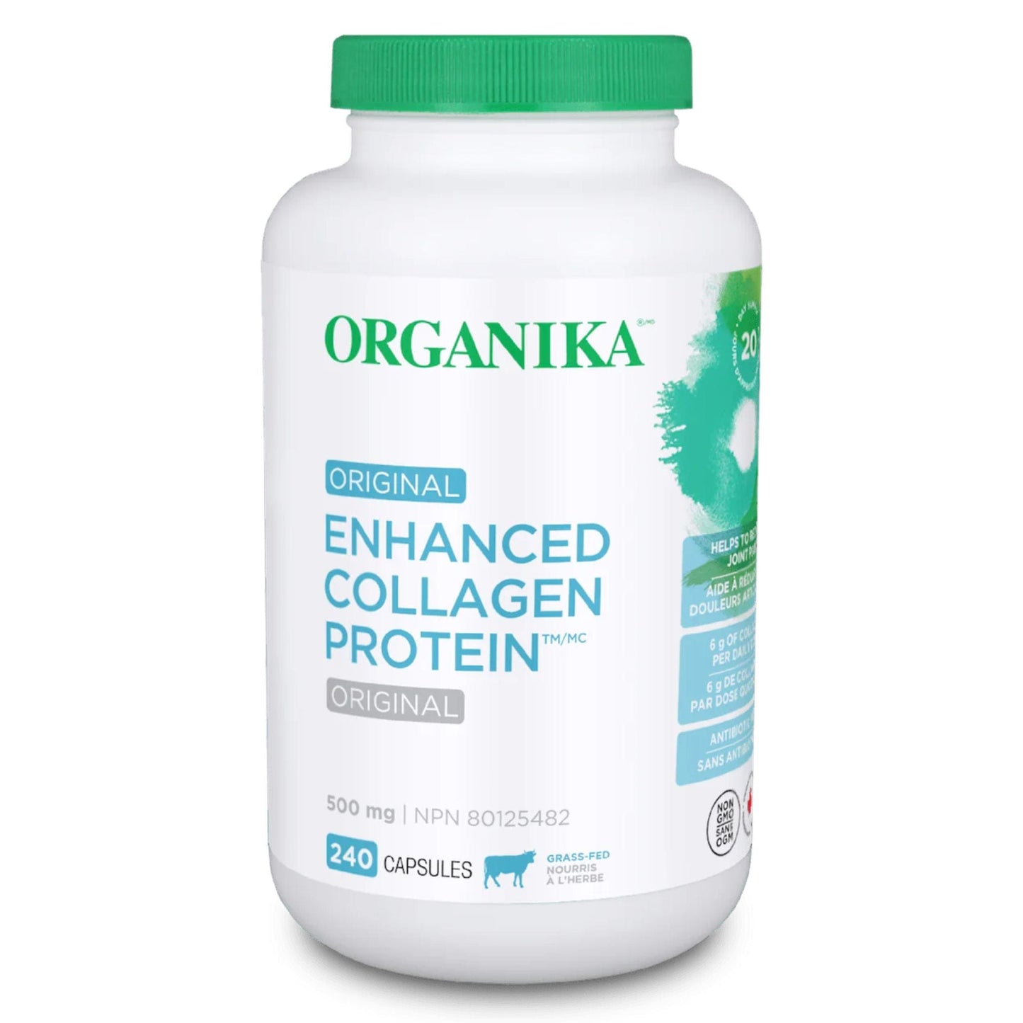    organika-enhanced-collagen-protein-original-unflavored-500mg-240capsules-front-bottle