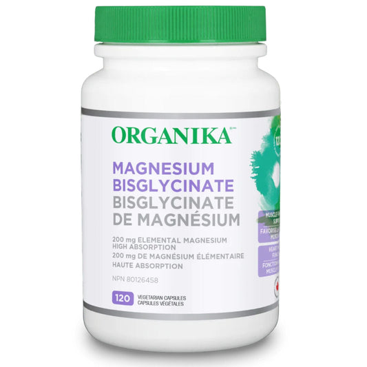 Organika Magnesium Bisglycinate 200mg, 120 Vegetarian Capsules