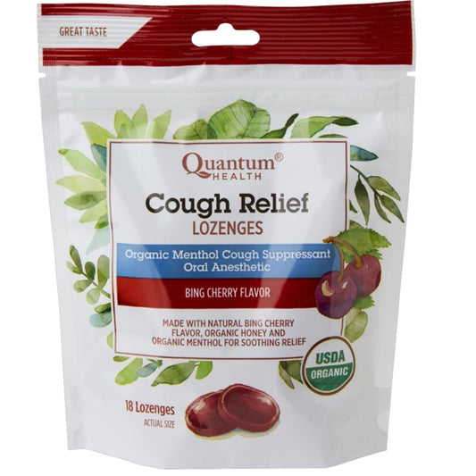 Quantum Health Cough Relief Lozenges, Natural Cough Suppressant, Soothes Throat, 18 Lozenges