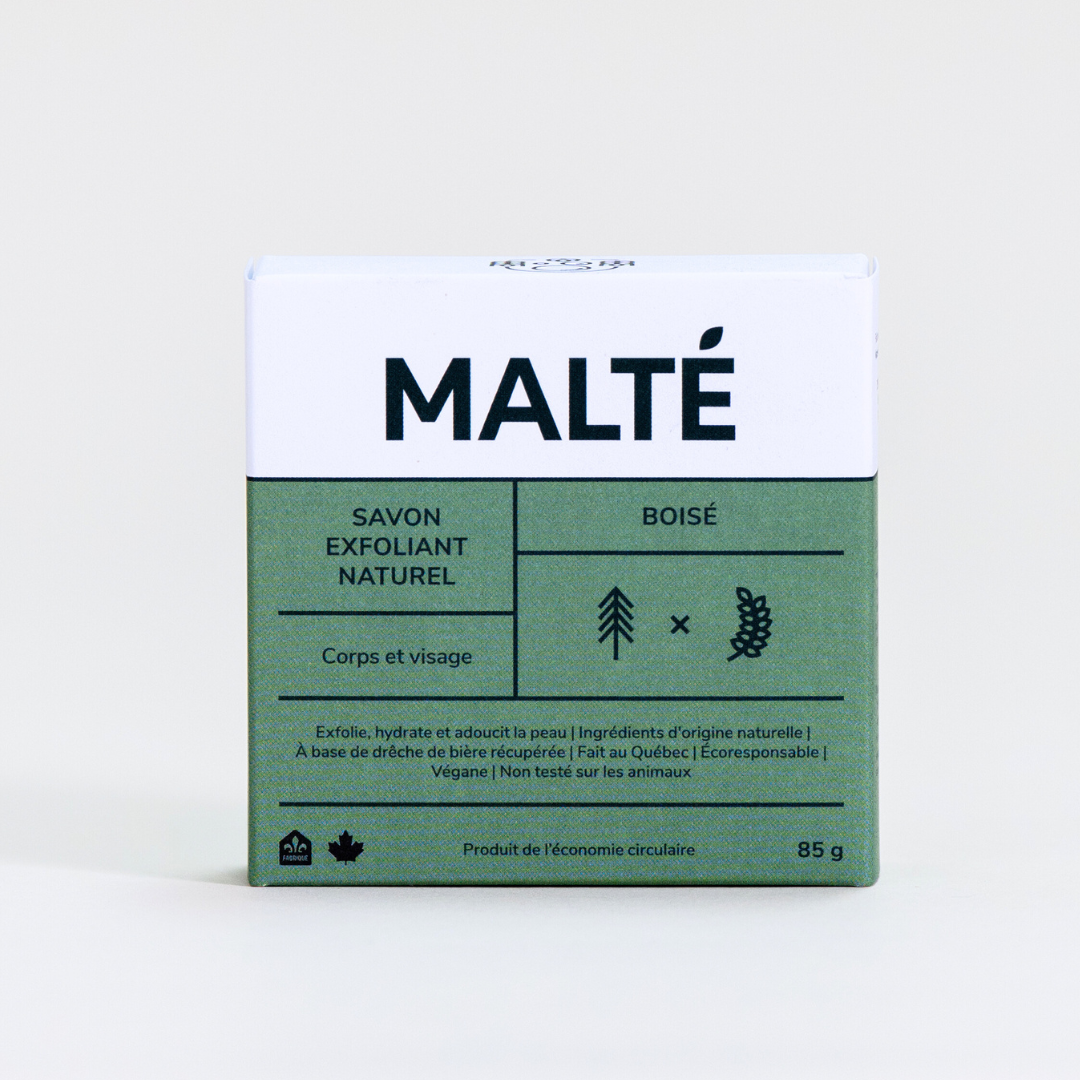 Malté Exfoliating Soap Bar with Spent Grain, Pear & Citrus or Scented Wood, 85g - Scented Wood