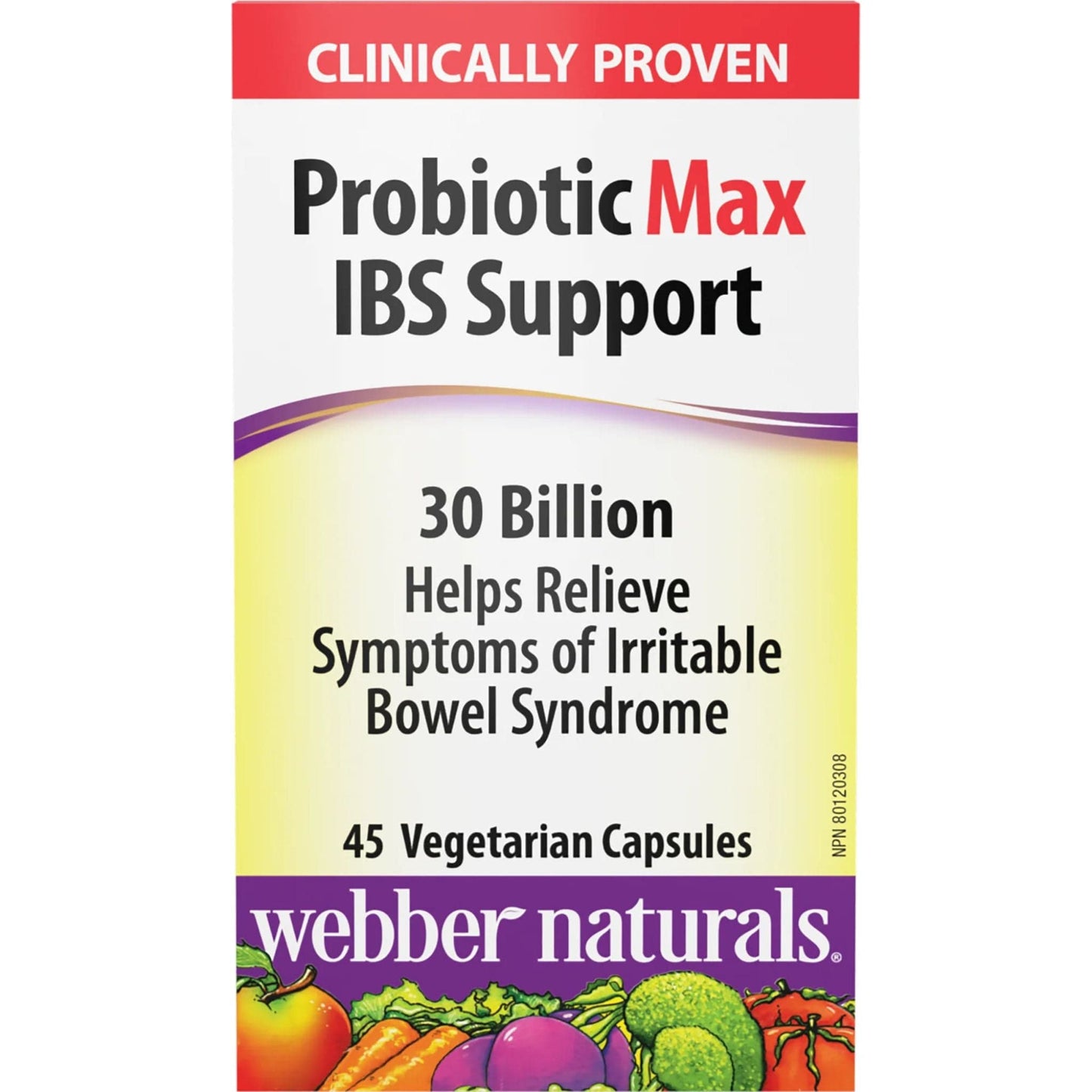 45 Vegetable Capsules | Webber Naturals Probiotic Max IBS Support 30 Billion