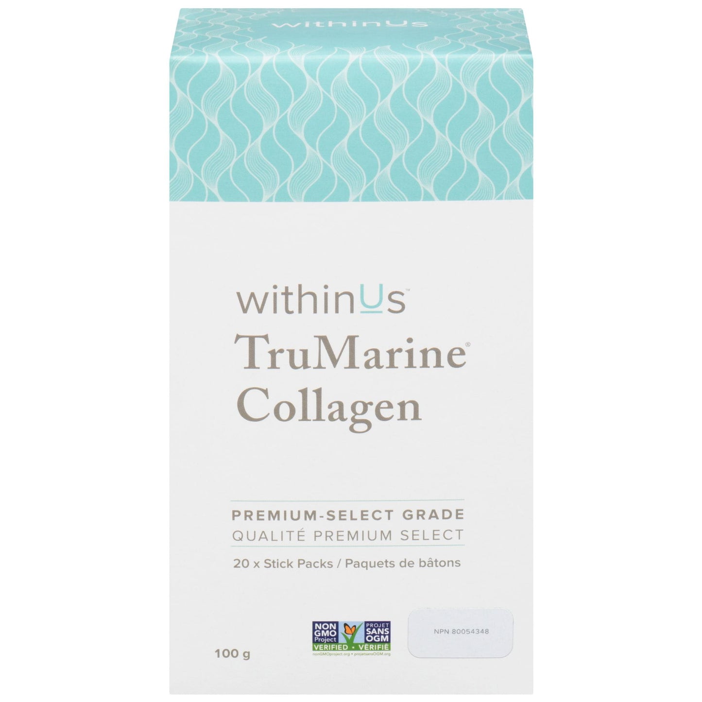 withinUs TruMarine Collagen, 5000mg Hydrolyzed Marine Collagen from Wild-Caught Fish Scales, Unflavoured, Jar Box or Stick Pouch
