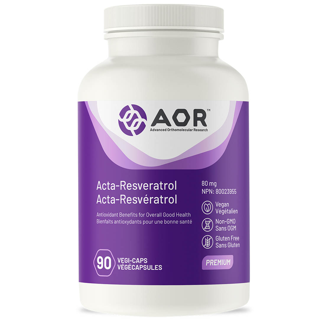 AOR Acta-Resveratrol, 80mg, 90 Vegi-Capsules
