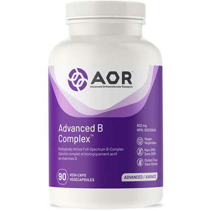 AOR Advanced B Complex, 499mg, Biologically Active Full Spectrum Vitamin B Complex Capsules