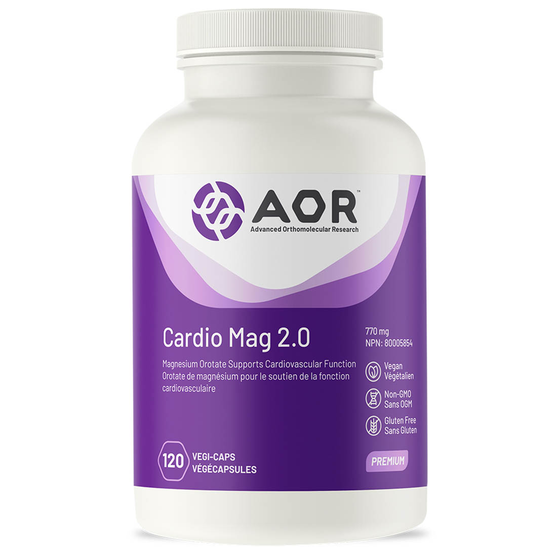AOR Cardio Mag 2.0 Magnesium Orotate 770mg, 120 Vegi-Capsules