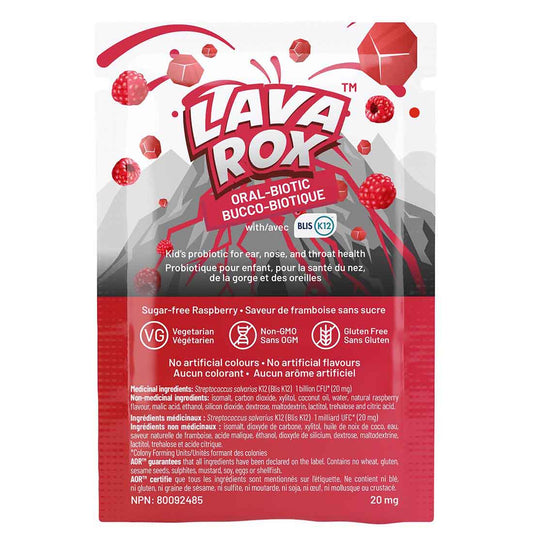 AOR LavaRox Oral-Biotic 20mg for KIDS (Probiotic for Ear, Nose & Throat), Raspberry Flavoured, 24 sachets
