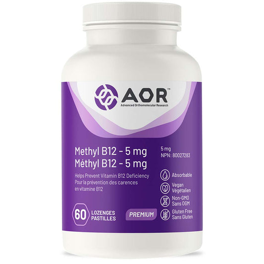 AOR Methyl B12 5mg Methylcobalamin (Cherry Flavoured Lozenge), 60 Lozenges