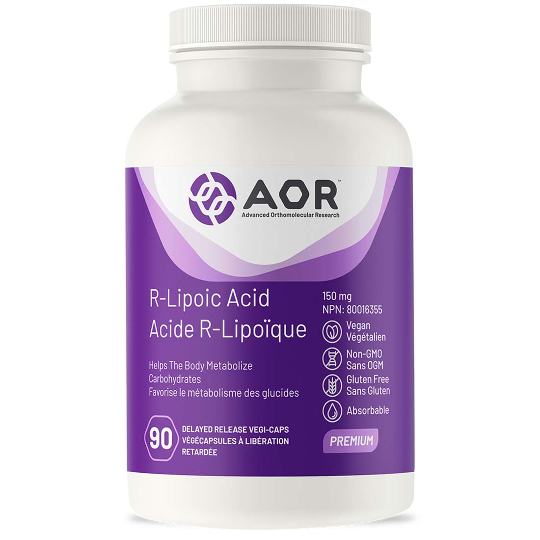 AOR R-Lipoic Acid 150mg, 90 Delayed Release Vegi-Capsules