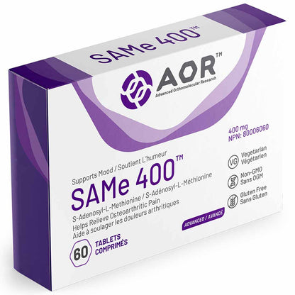 AOR SAMe 400mg, Minimum 70% Biologically Active S-diastereoisomer, Enterically Coated Tablets Individually Blister Packed for Optimal Potency