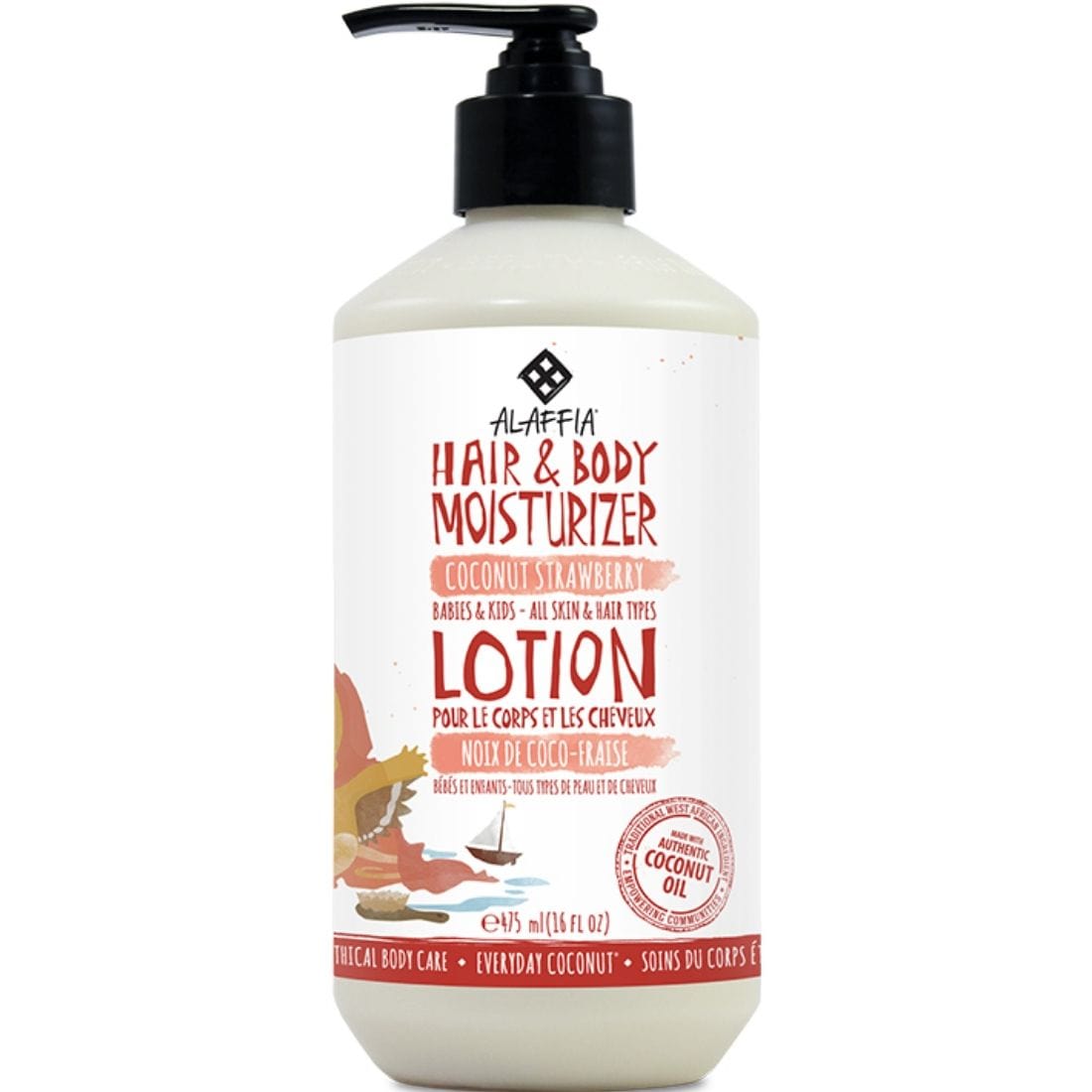 Alaffia Coconut Strawberry Hair & Body Lotion, 475ml