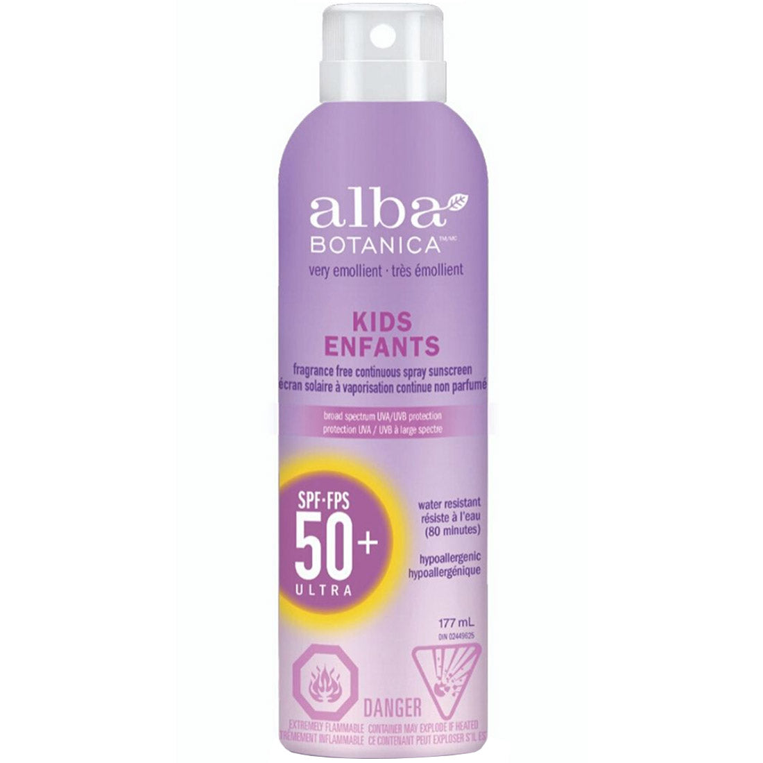 Alba Botanica Kids Fragrance Free Sunscreen Continuous Spray, Water Resistant (SPF 50), 177ml