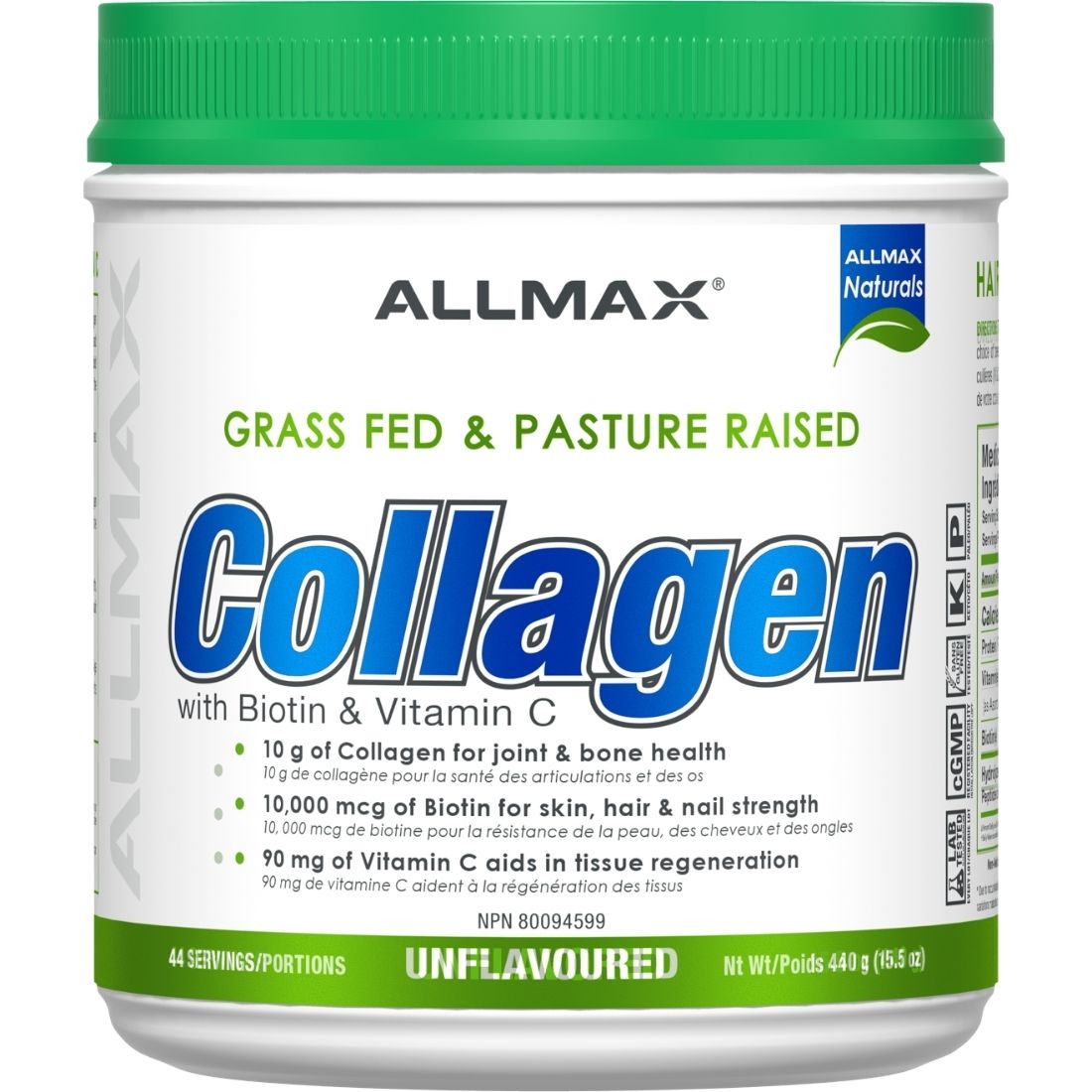 Allmax Grass Fed Collagen With Biotin, 440g / 44 Servings
