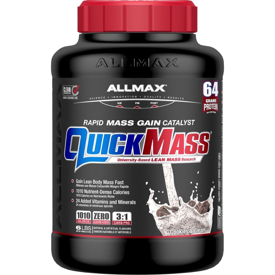Allmax QuickMass, Rapid Lean Mass Gainer, 1010 Calories Plus Vitamins and Minerals