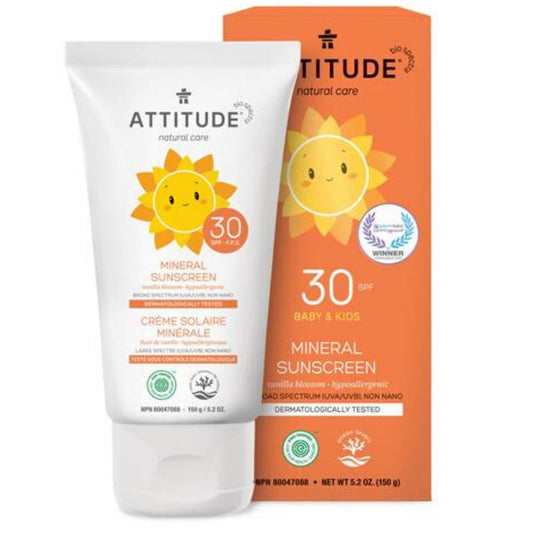 Attitude Skincare SPF 30 Mineral Sunscreen Lotion, BABY and KIDS, 150g