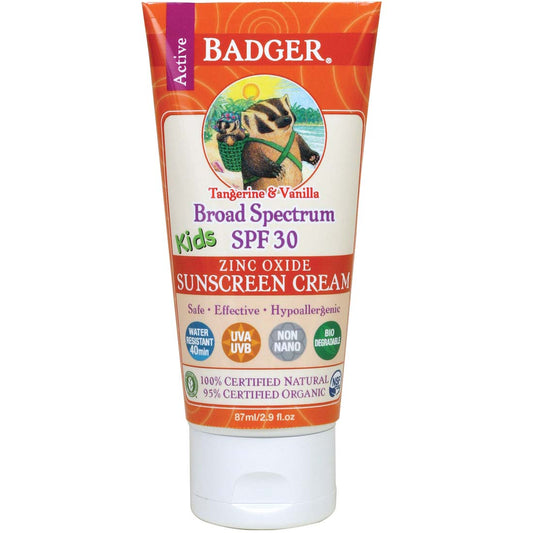 Badger SPF 30 Kids Sunscreen Cream, Tangerine & Vanilla, 87ml