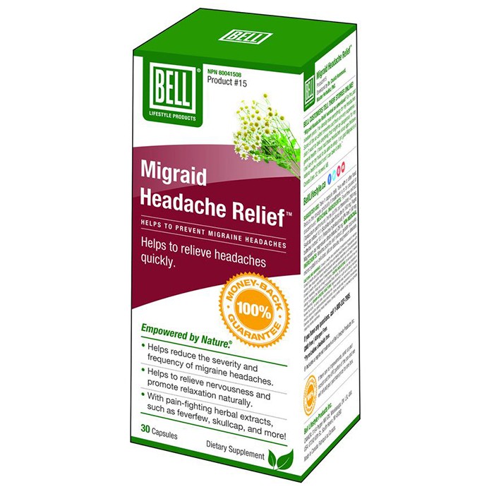 Bell MIGRAID Headache Relief (#15), 30 Capsules