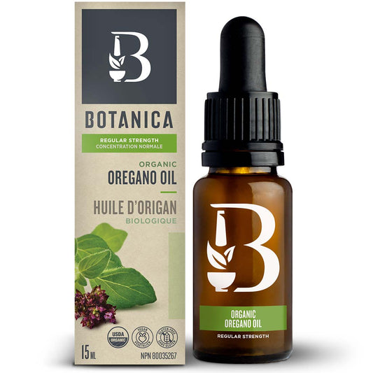 Botanica Organic Oregano Oil Drops, Regular Strength 1:3, 75-85% Carvacrol