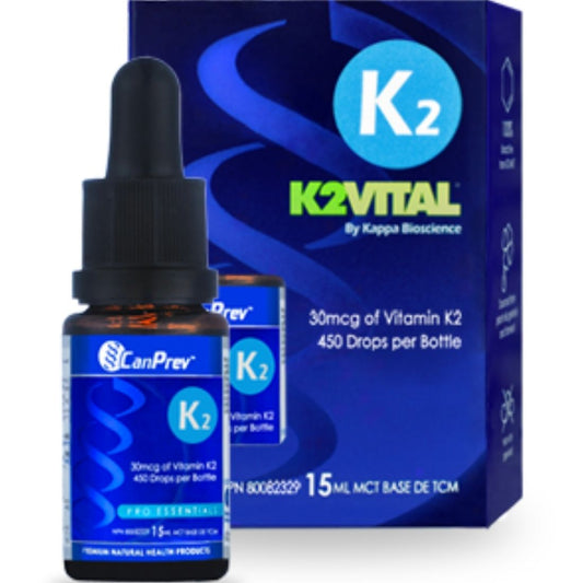 CanPrev Vitamin K2 Drops (MK7) in a MCT Oil Base, 30mcg, 15ml (450 drops)