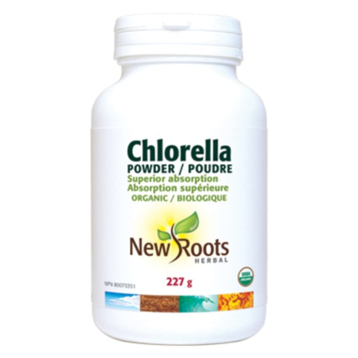 New Roots Chlorella Certified Organic Powder (Deep Green, Broken-Cell)