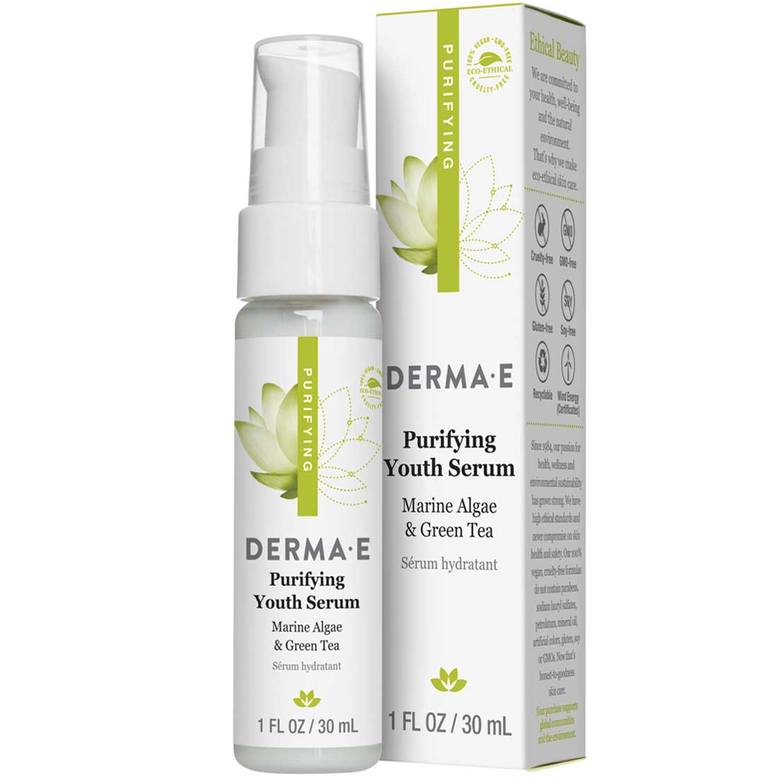 Derma E Purifying Youth Serum, Marine Algae and Green Tea, 30ml