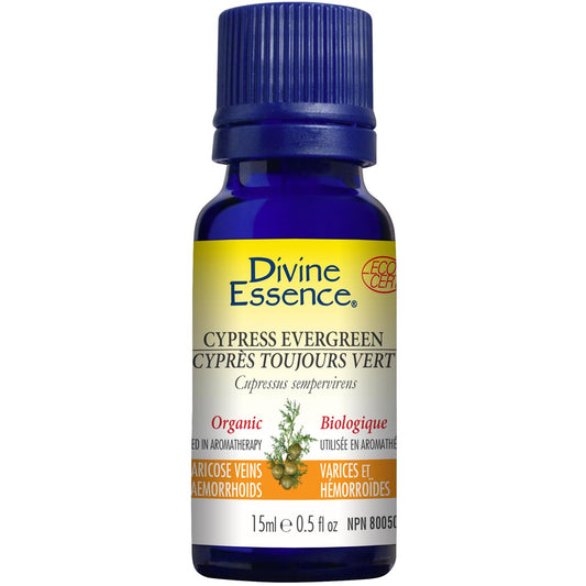 Divine Essence Cypress - Evergreen Essential Oil (Organic), 15ml