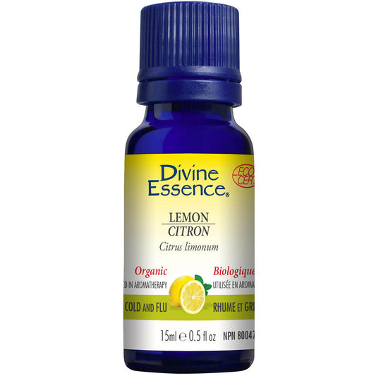 Divine Essence Lemon Essential Oil (Organic), 15ml