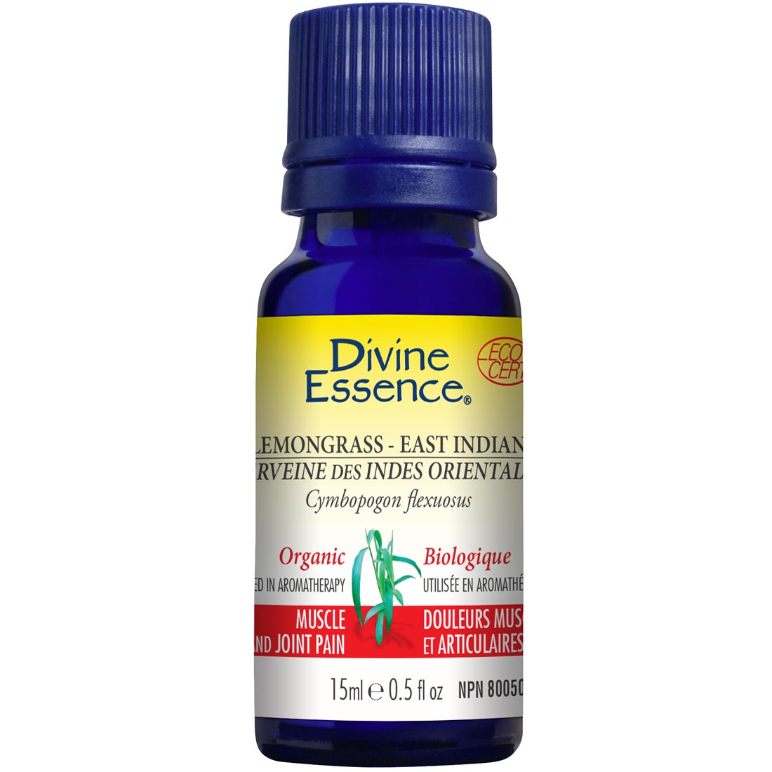 Divine Essence Lemongrass - East Indian Essential Oil (Organic), 15ml