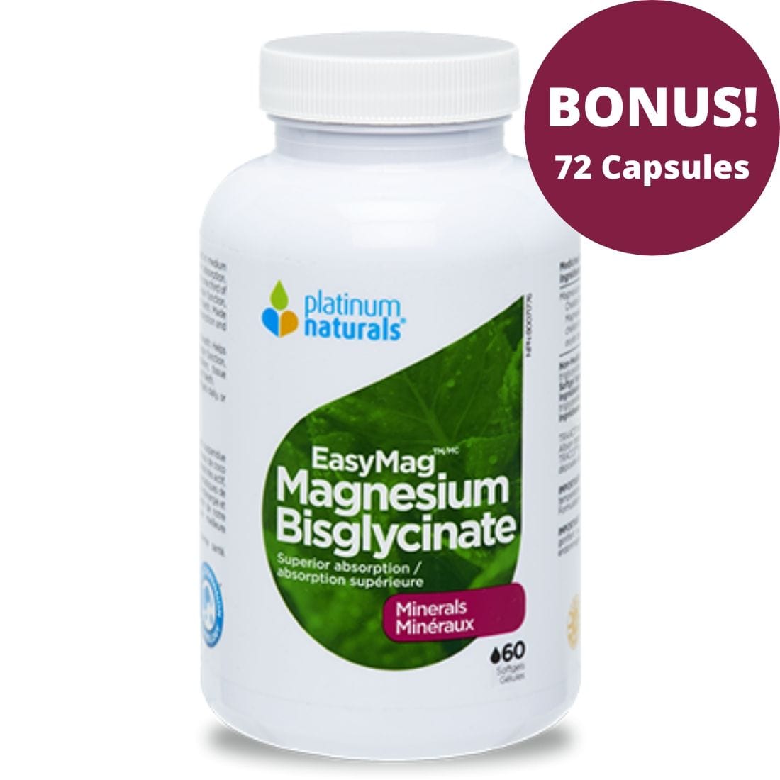 Platinum Naturals EasyMag Magnesium Bisglycinate 100mg Vitamart.ca
