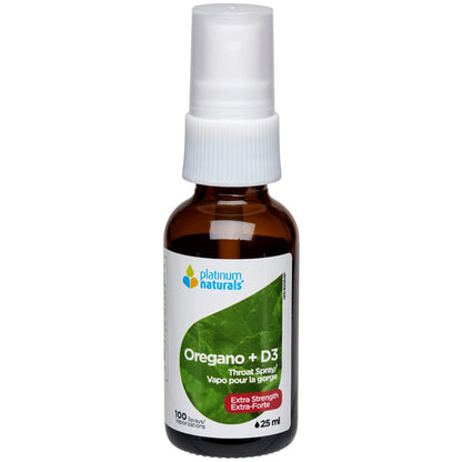 Platinum Oregano + D3 Throat Spray (Two Strengths), 25ml