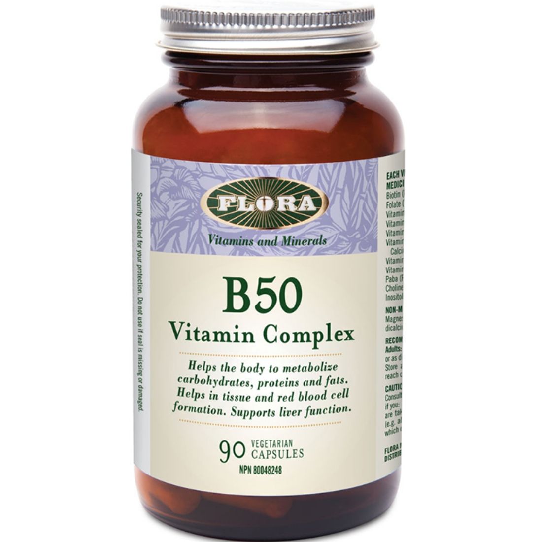Flora B50 Vitamin Complex, 90 Vegetarian Capsules