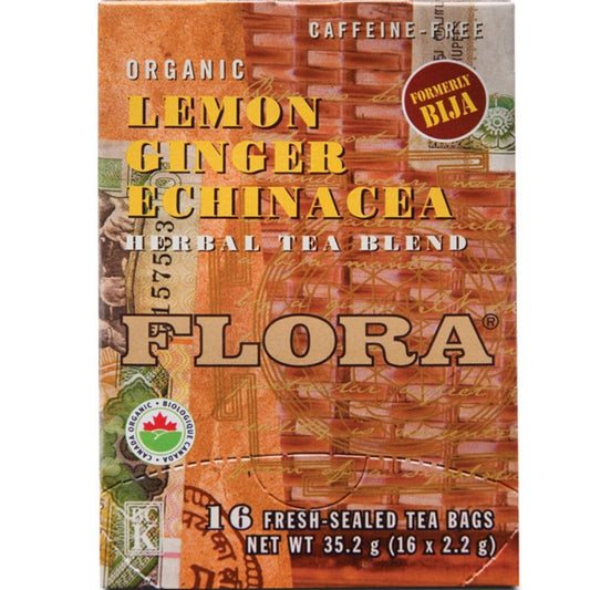 Flora Lemon Ginger Echinacea Tea (Caffeine-Free), 16 Bags