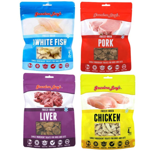 Grandma Lucy's SINGLES Pet Treats (Chicken, Whitefish, Pork, Liver)