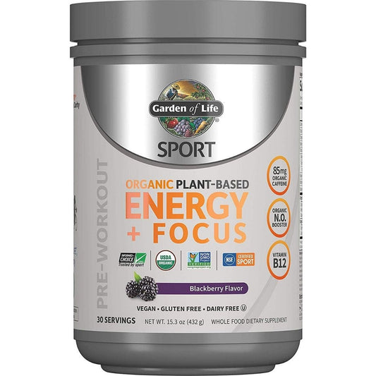 Garden of Life Sport Organic Pre-Workout Energy + Focus (Blackberry flavour), 432g (30 Servings)
