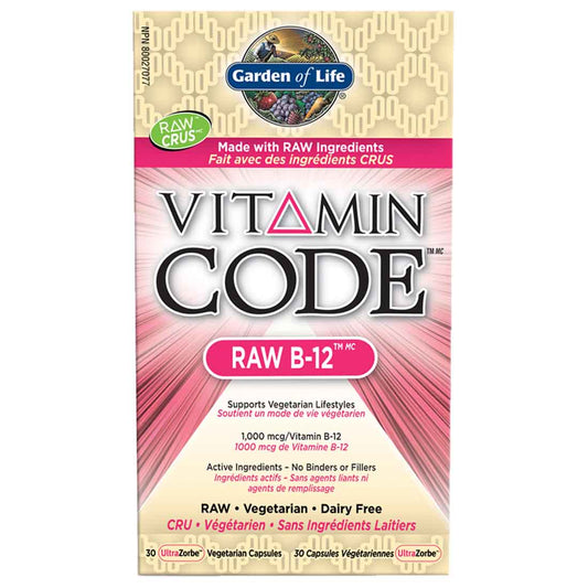 Garden of Life Vitamin Code Raw B12 1000mcg (Cyanocobalamin), 30 Vcaps