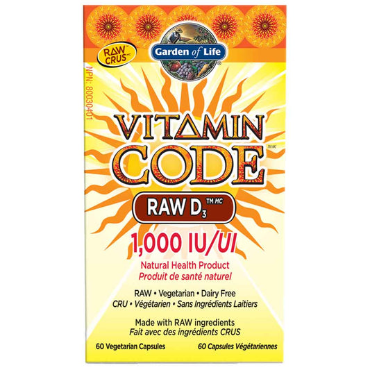 Garden of Life Vitamin Code Raw D3 1000IU, 60 Vegetarian Capsules