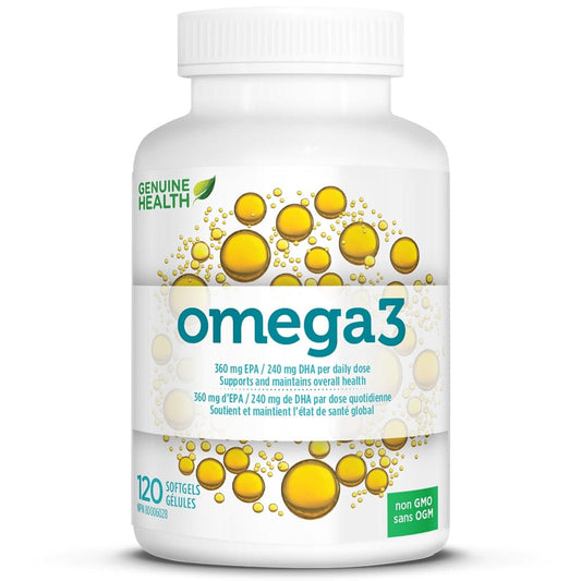 Genuine Health Omega3 Fish Oil Softgels, Purity Tested, Wild Caught, No Fishy Aftertaste or Odour