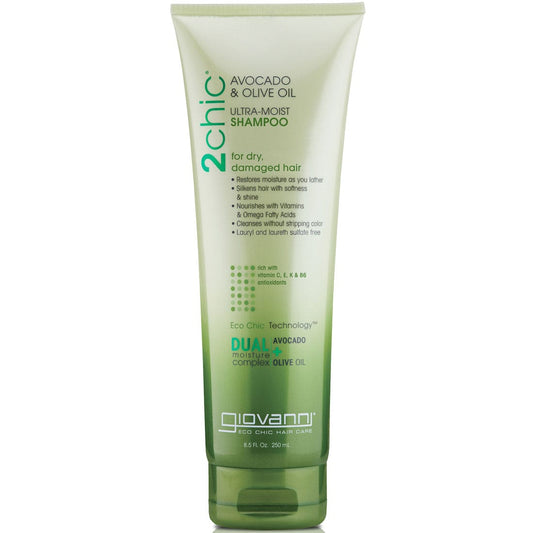 Giovanni Eco Chic Avocado & Olive Oil Ultra-Moist Shampoo, For Dry, Damaged Hair, 250ml