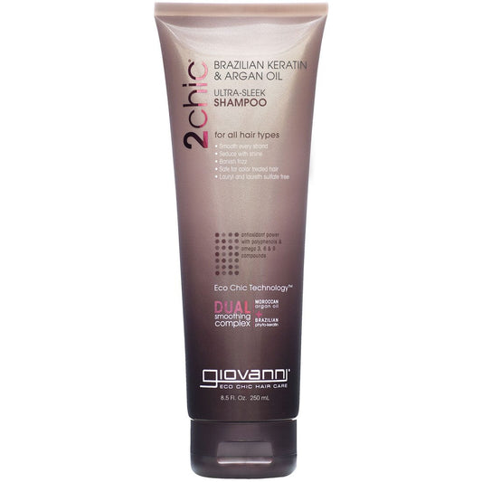 Giovanni Eco Chic Ultra Sleek Shampoo, Brazilian Keratin & Argan Oil, For All Hair Types, 250ml