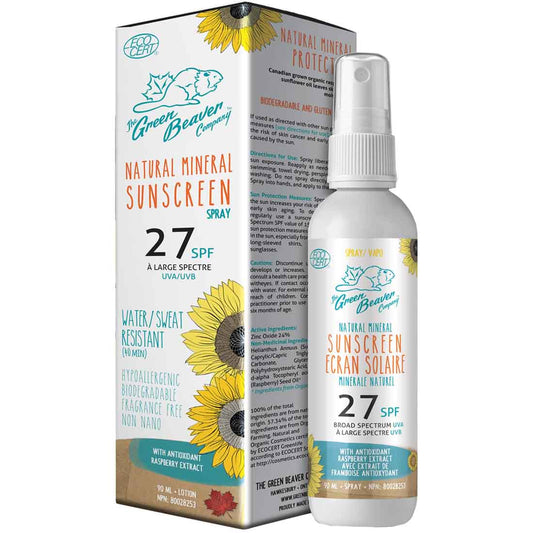 Green Beaver Natural Mineral Sunscreen SPF27 (Water/Sweat Resistant), 90ml Spray