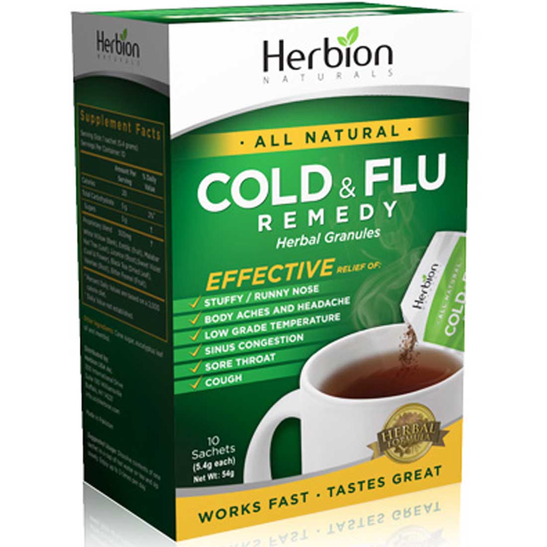 Herbion Cold & Flu Remedy, 10 Sachets