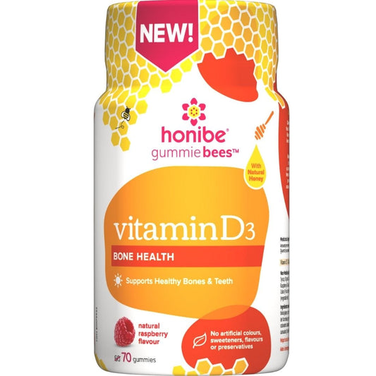 Honibe Gummie Bees Vitamin D3 Bone Health (Supports Healthy Bones), 70 Gummies