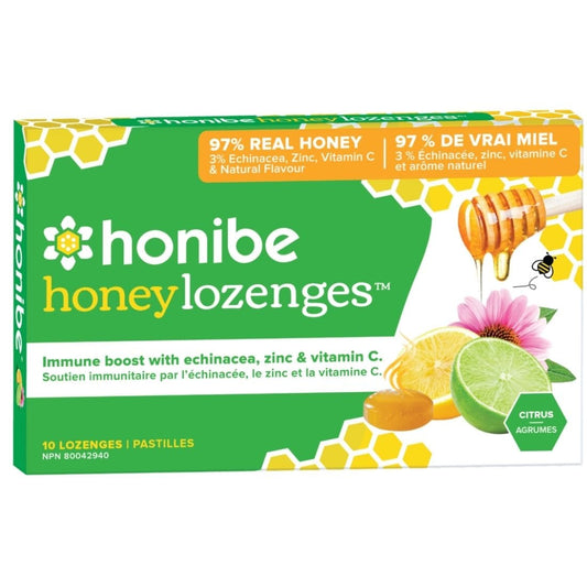 Honibe All Natural Immune Boost Echinacea Throat Lozenge With Zinc and Vitamin C, 10 Lozenges