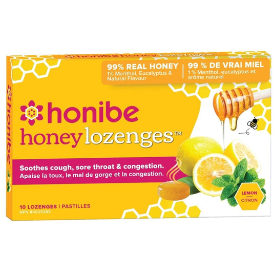 Honibe All Natural Honey Throat Lozenge (Sore Throat, Cough, Cold), 10 Lozenges