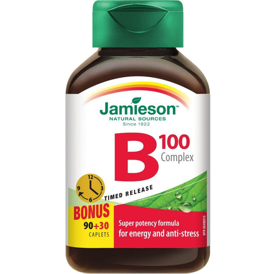 Jamieson B-100 Complex, Timed Release, 100mg, 90+30 Free Caplets