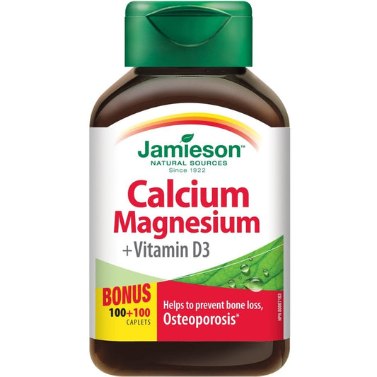 Jamieson Calcium Magnesium (2:1) + Vitamin D, 100+100 Free Caplets