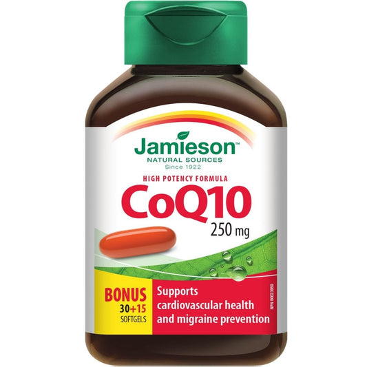 Jamieson CoQ10, High Potency, 250mg, 30+15 Free Softgels