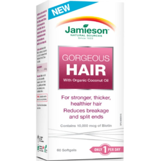 Jamieson Gorgeous Hair with Organic Coconut Oil, 60 softgels