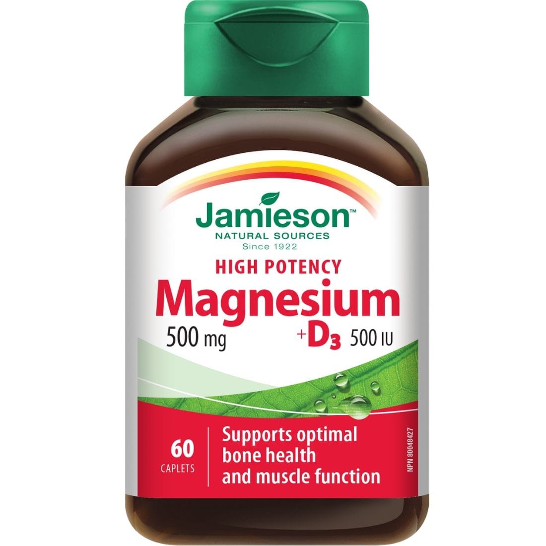 Jamieson Magnesium (500mg) + Vitamin D (500IU), 60 Caplets
